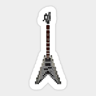 Tiled Pixel Silver King Flying V Guitar Upright Sticker